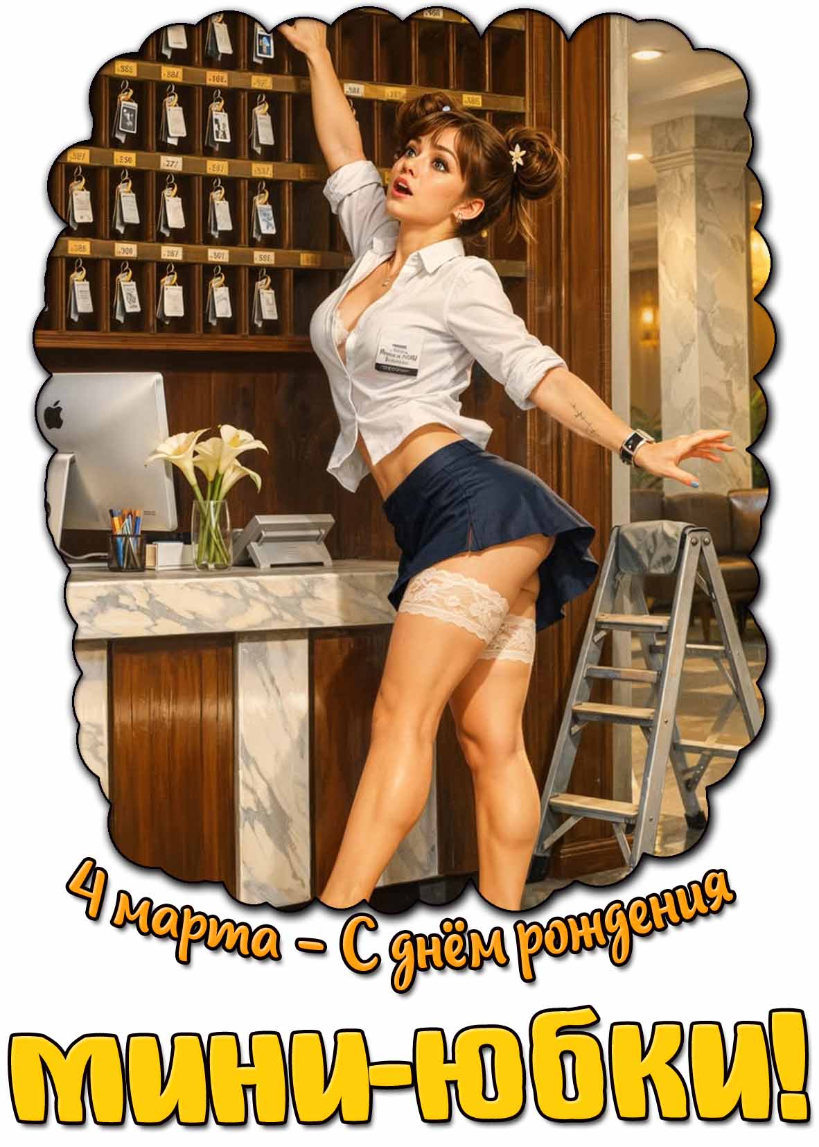 Картинка 4 марта - с днём рождения мини-юбки!