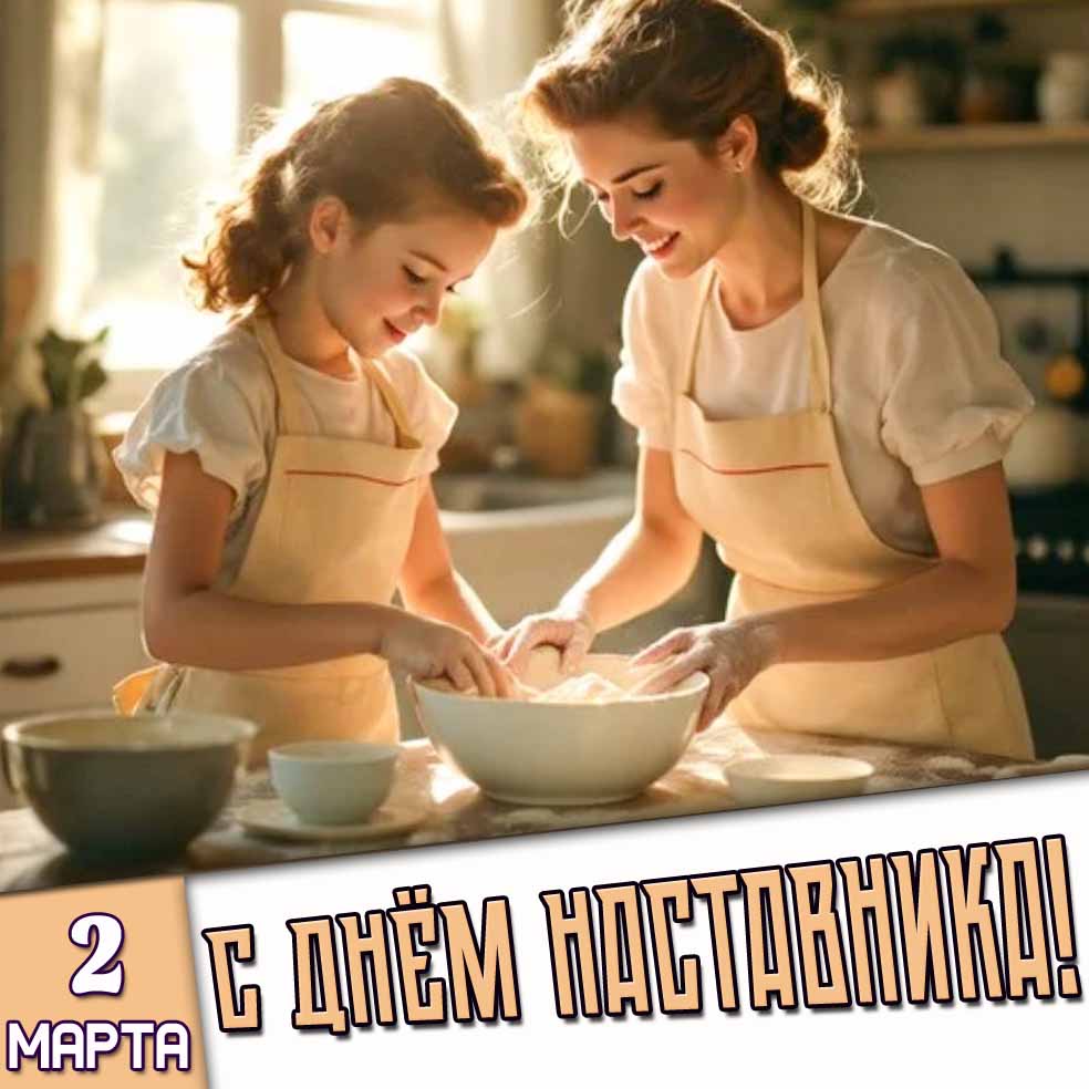 Открытка для женщины на 2 марта - с днём наставника!