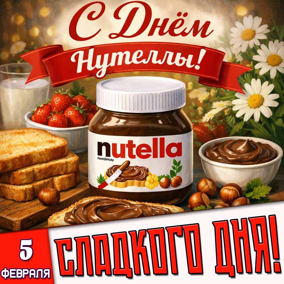 Картинка "5 февраля с днём нутеллы! Сладкого дня!"