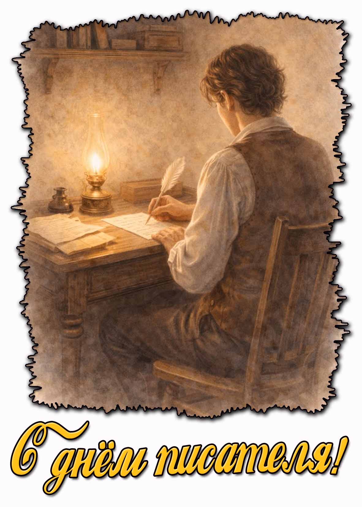 Открытка с днём писателя
