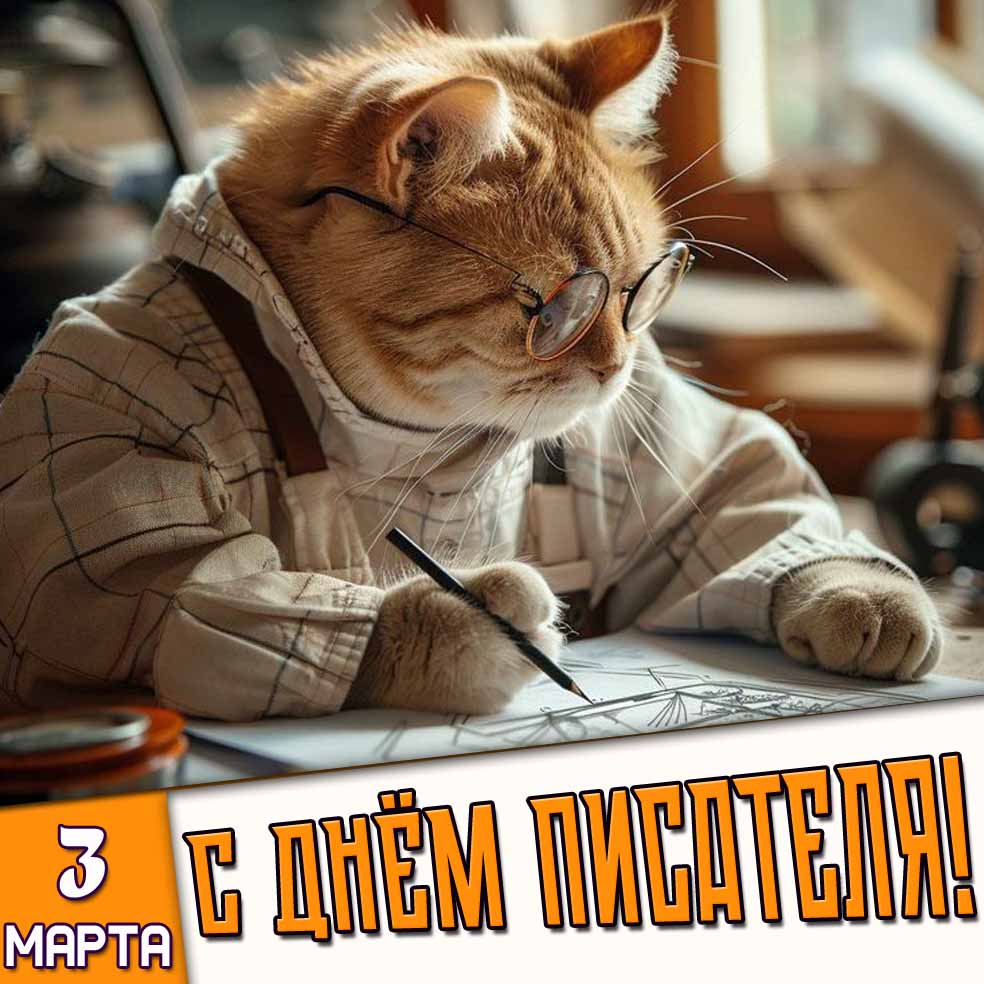 Прикольная открытка 3 марта - с днём писателя!