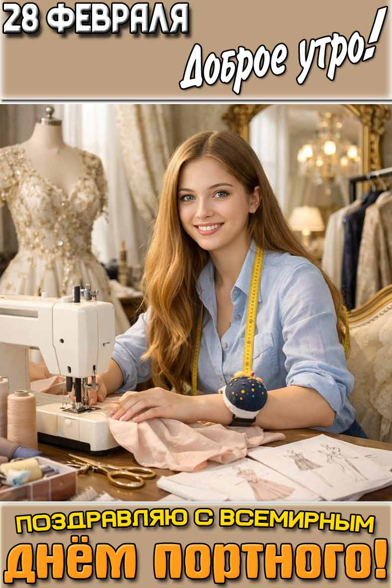 Картинка "28 февраля доброе утро! Поздравляю с Всемирным днём портного!"