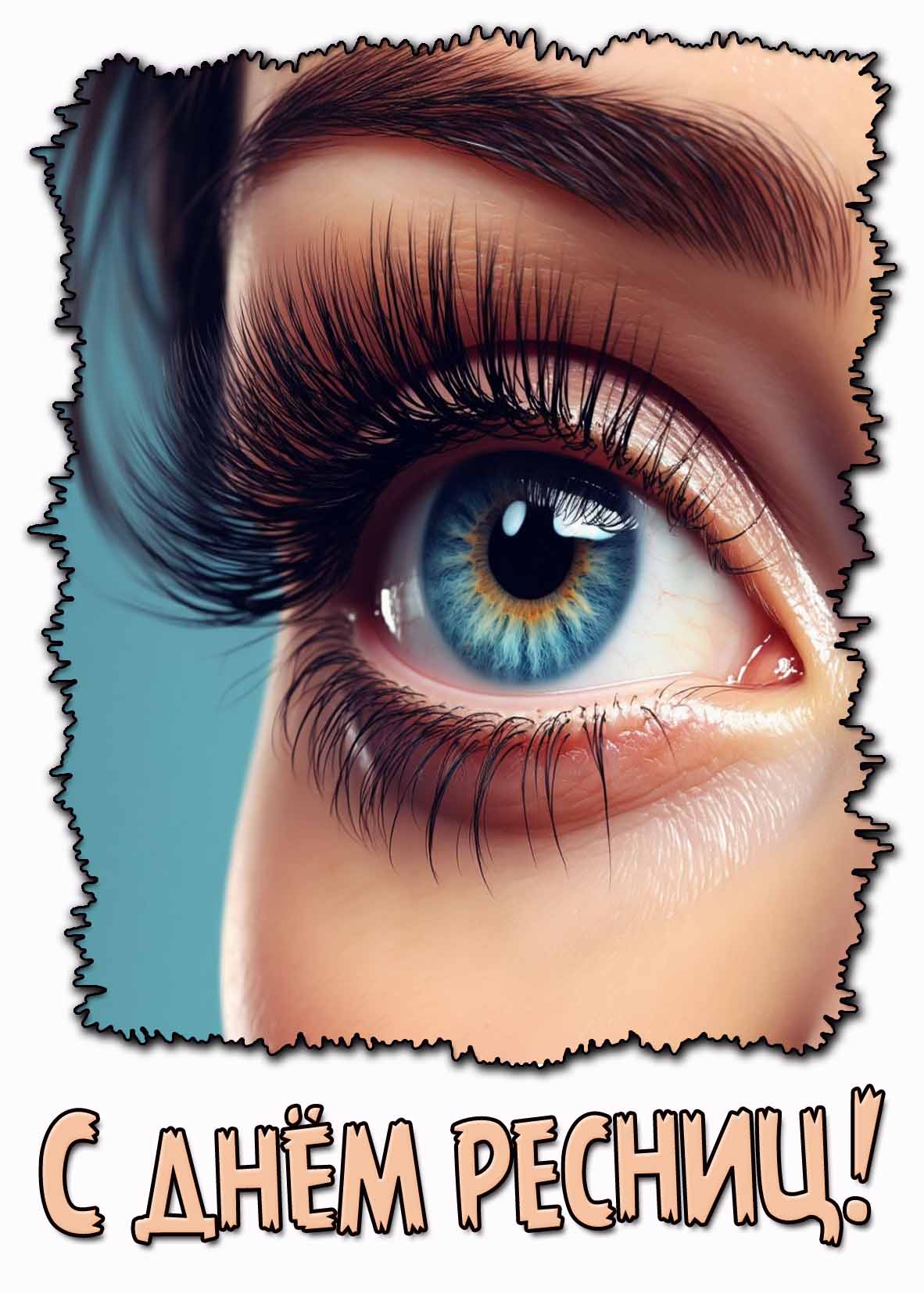 С днём ресниц! - открытка крупным планом