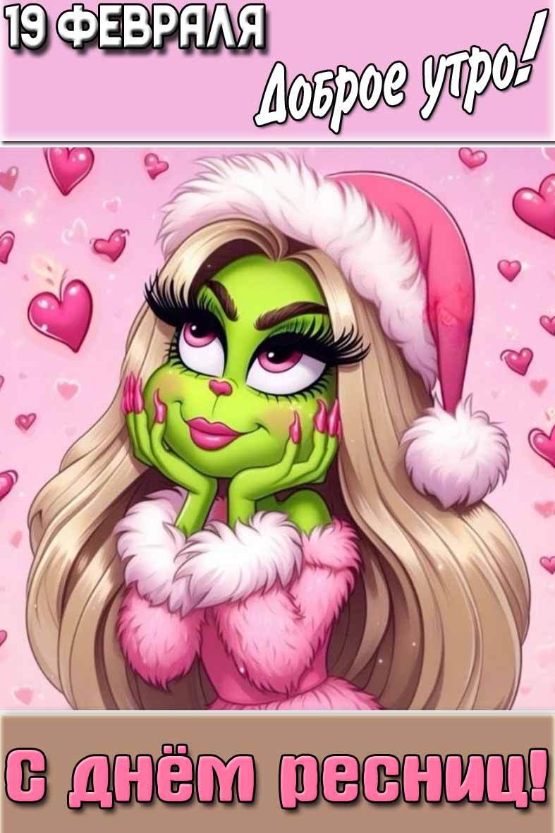 Смешная картинка "19 февраля доброе утро! С днём ресниц!"