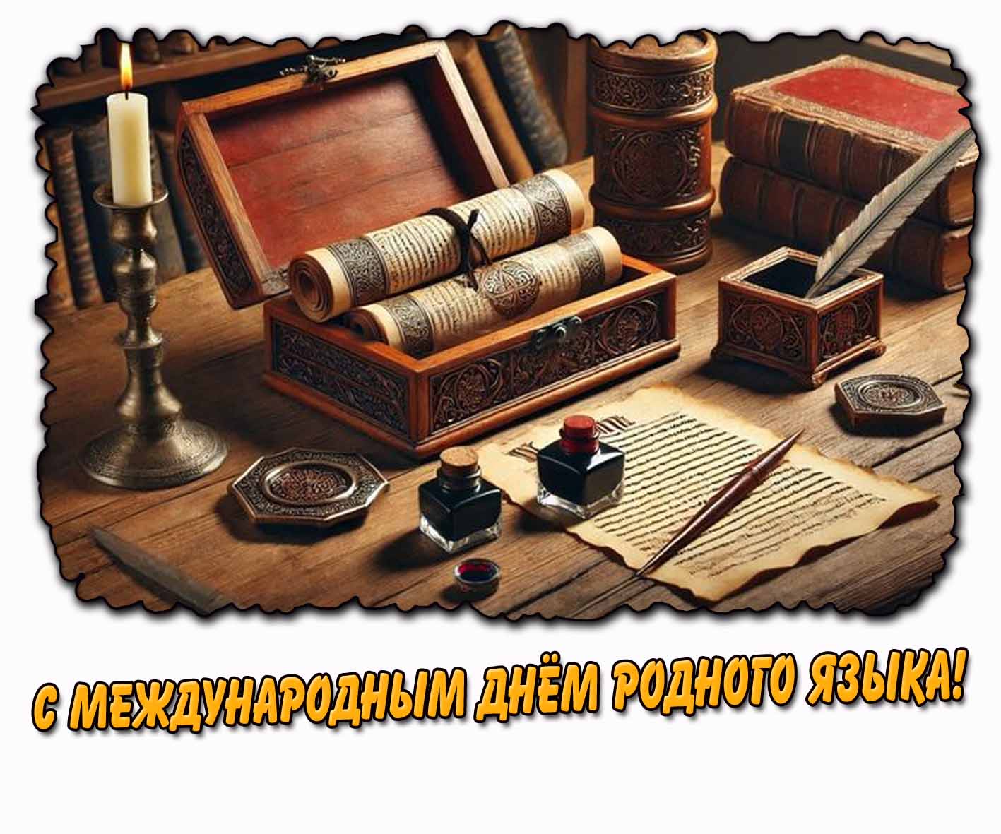 С Международным днём родного языка! - старинная открытка