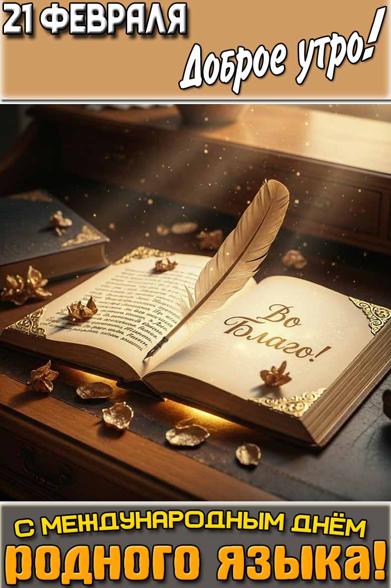 Картинка "21 февраля доброе утро! С Международным днём родного языка!"