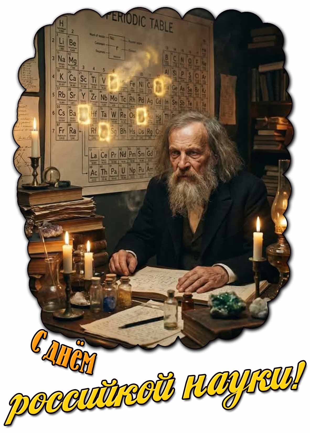 С днём российской науки! - открытка с Менделеевым