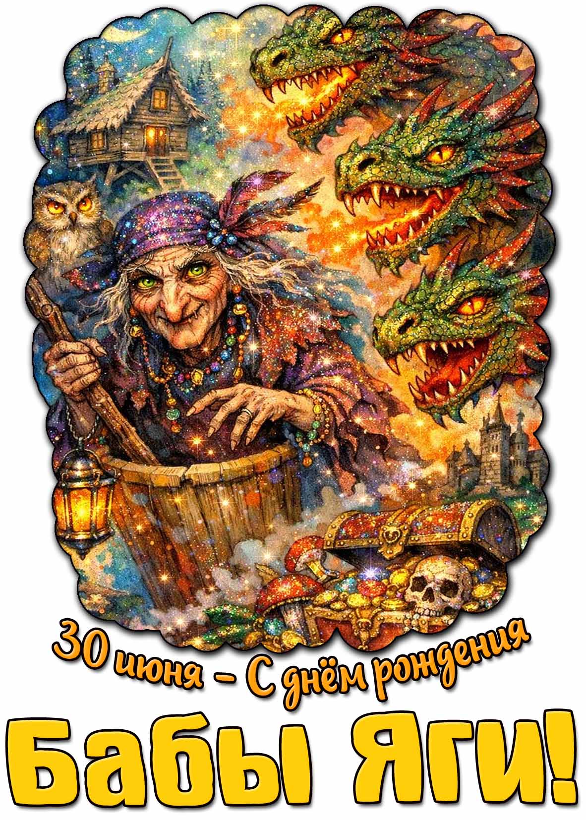 Картинка 30 июня - С днём рождения Бабы Яги!