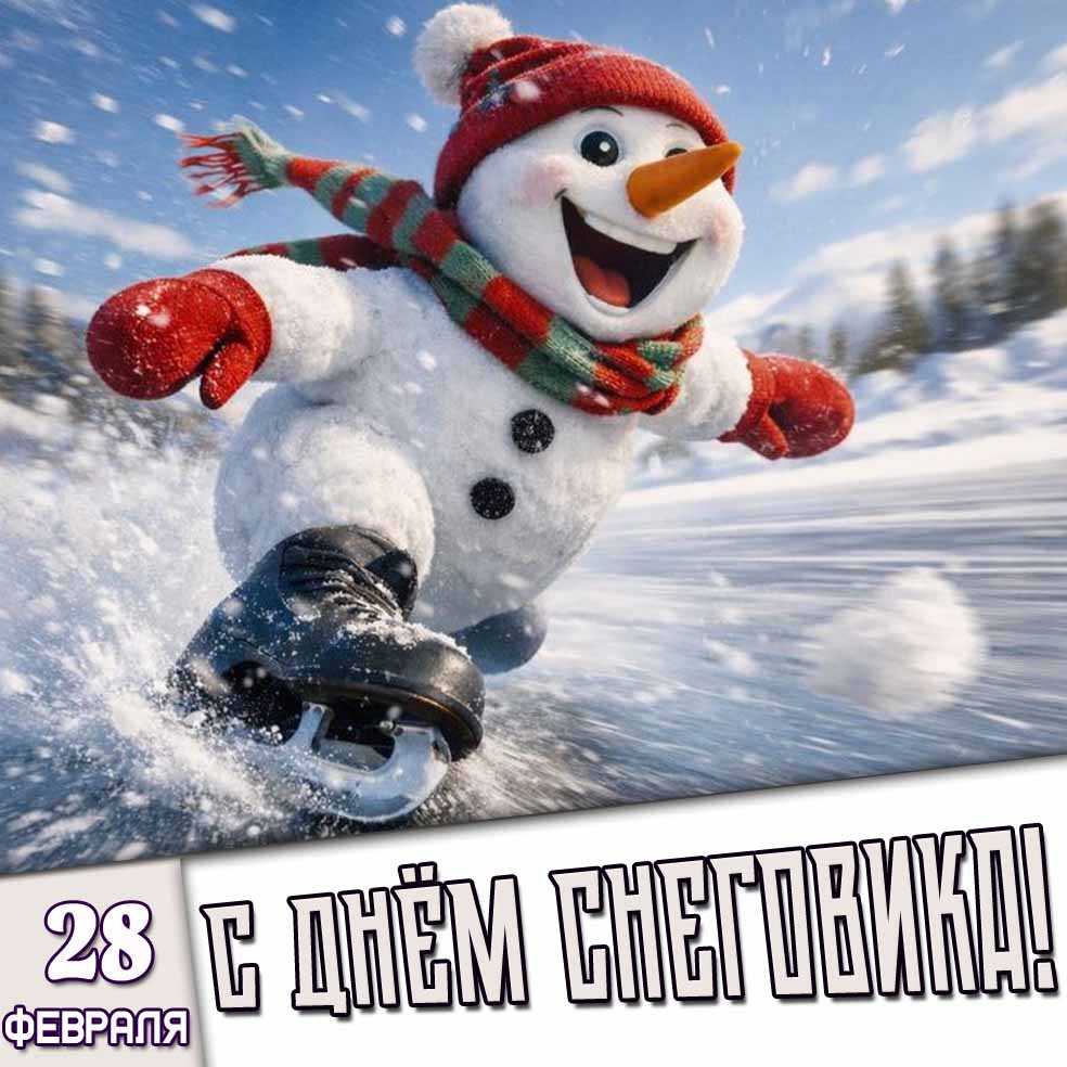 Картинка 28 февраля - с днём снеговика!