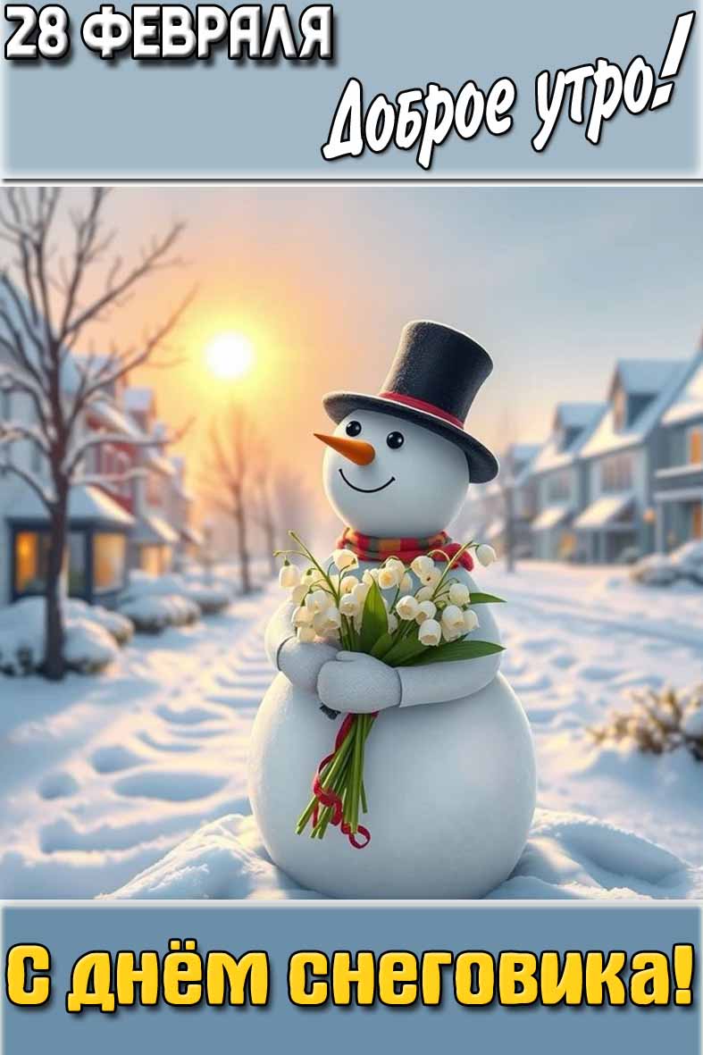 Картинка "28 февраля доброе утро! С днём снеговика!"