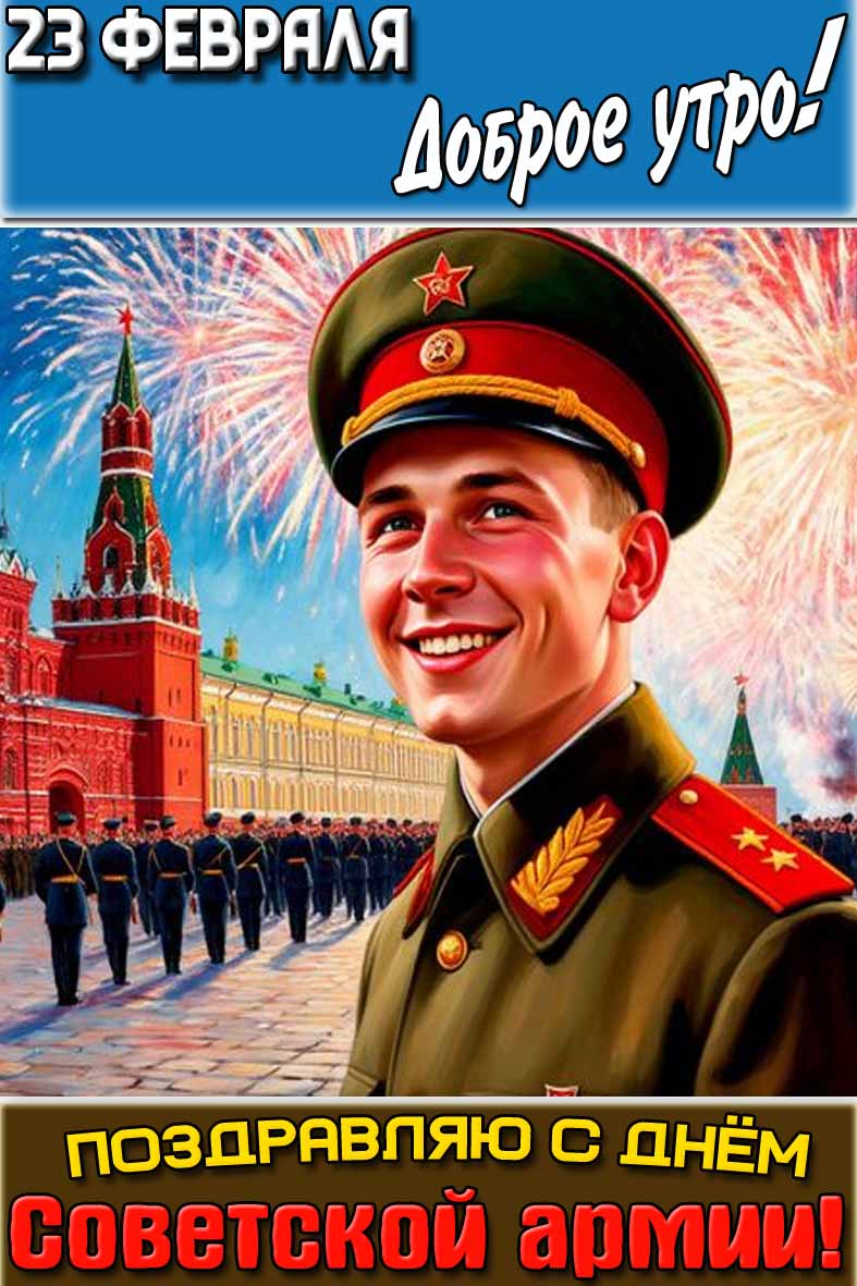 Картинка "23 февраля доброе утро! Поздравляю с днём Советской армии!"