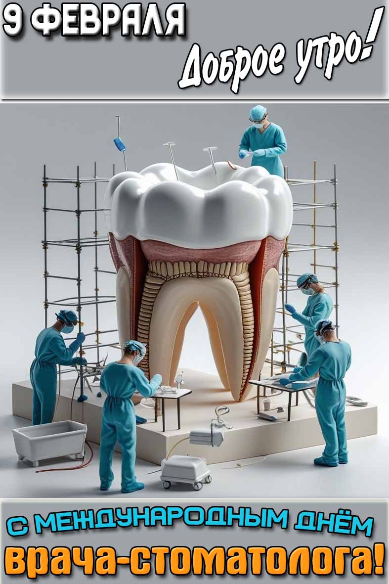 Прикольная картинка "9 февраля доброе утро! С Международным днём стоматолога!"