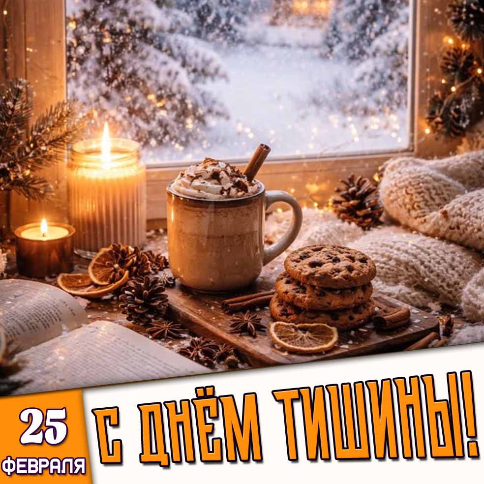 Открытка 25 февраля - с днём тишины!