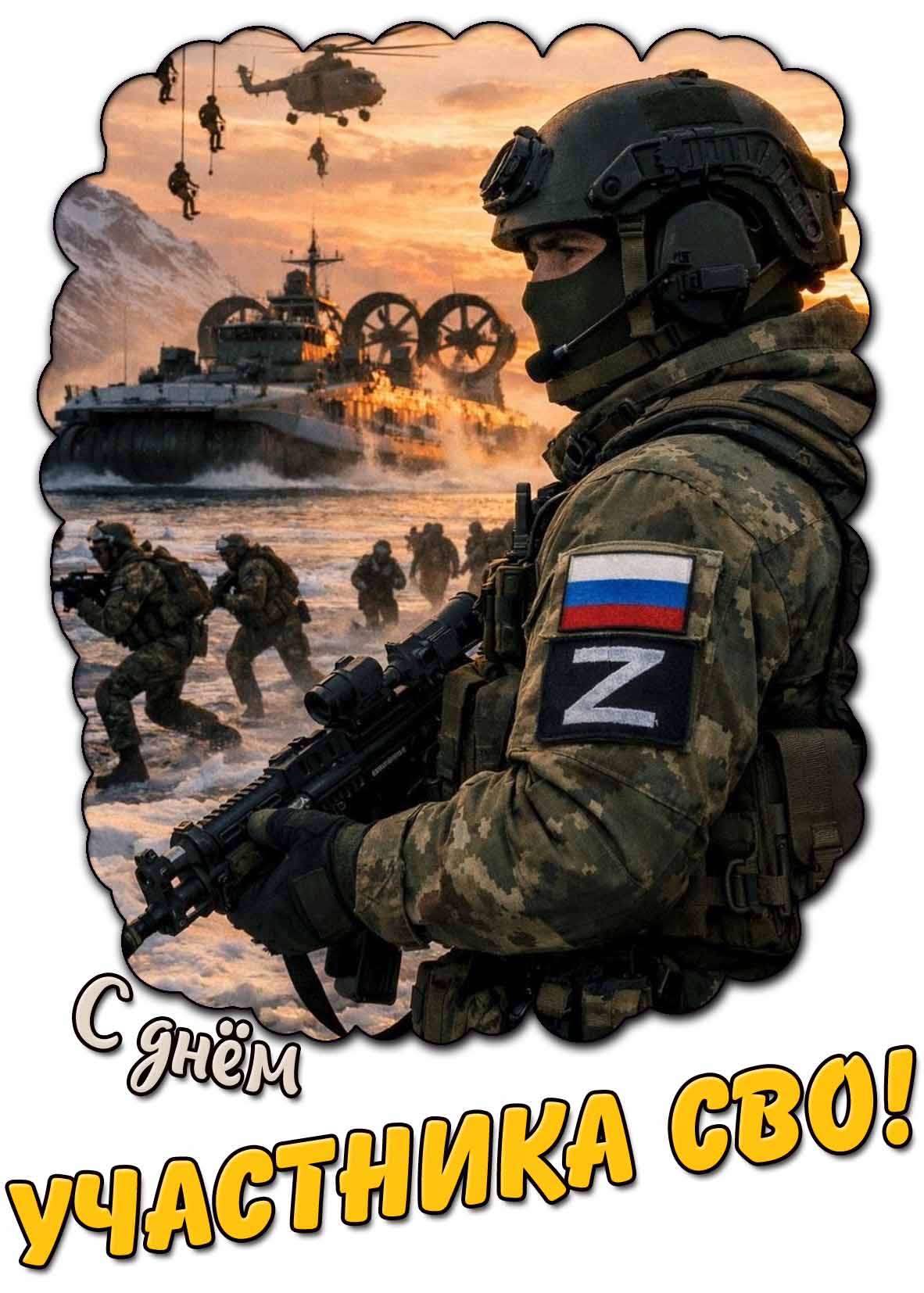 С днём участника СВО! - зимняя открытка