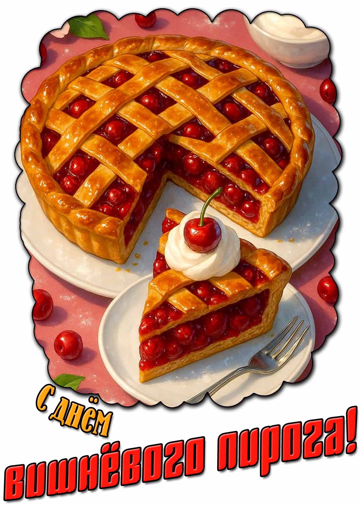 Открытка с днём вишнёвого пирога