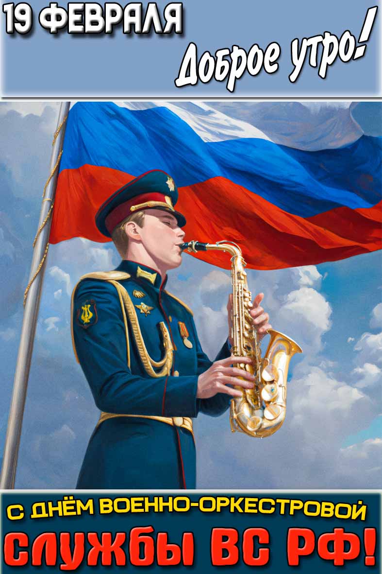 Картинка "19 февраля доброе утро! С днём военно-оркестровой службы ВС РФ!"