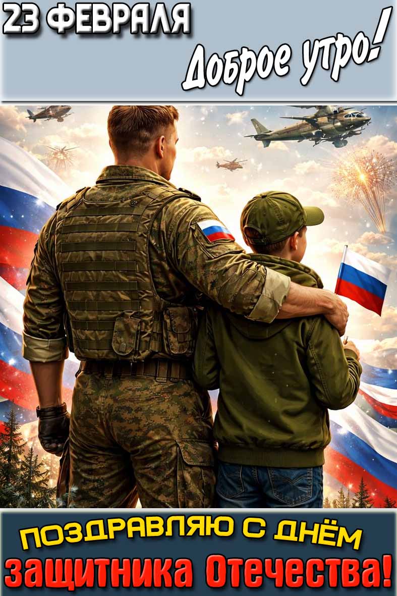 Картинка "23 февраля доброе утро! Поздравляю с днём защитника Отечества!"