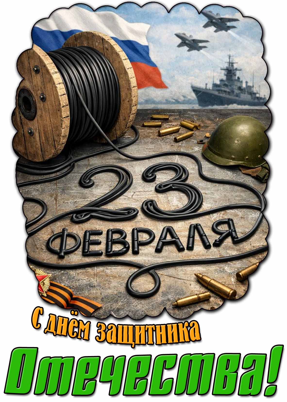 Креативная картинка "23 февраля! С днём защитника Отечества!"
