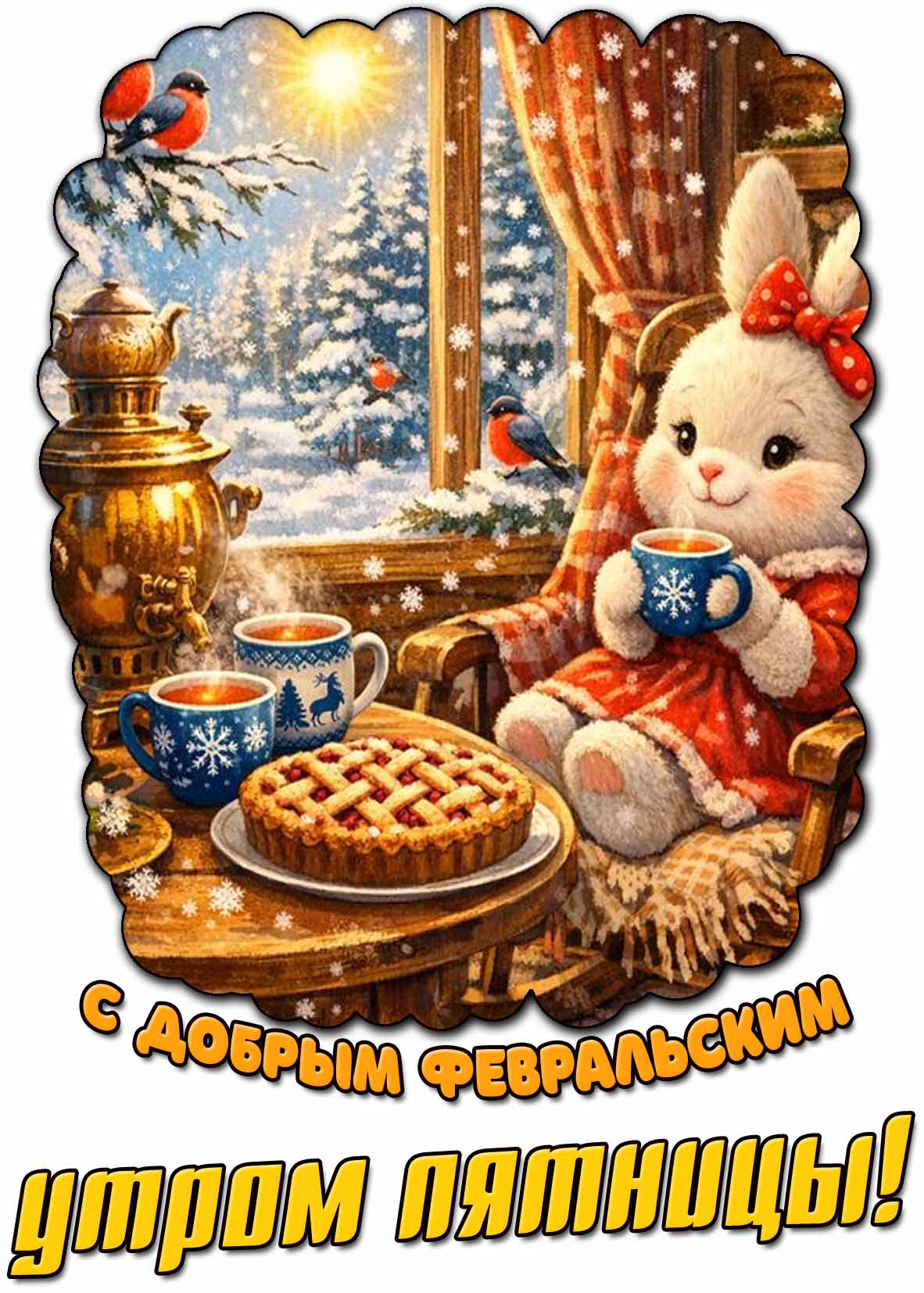 Открытка с добрым февральским утром пятницы