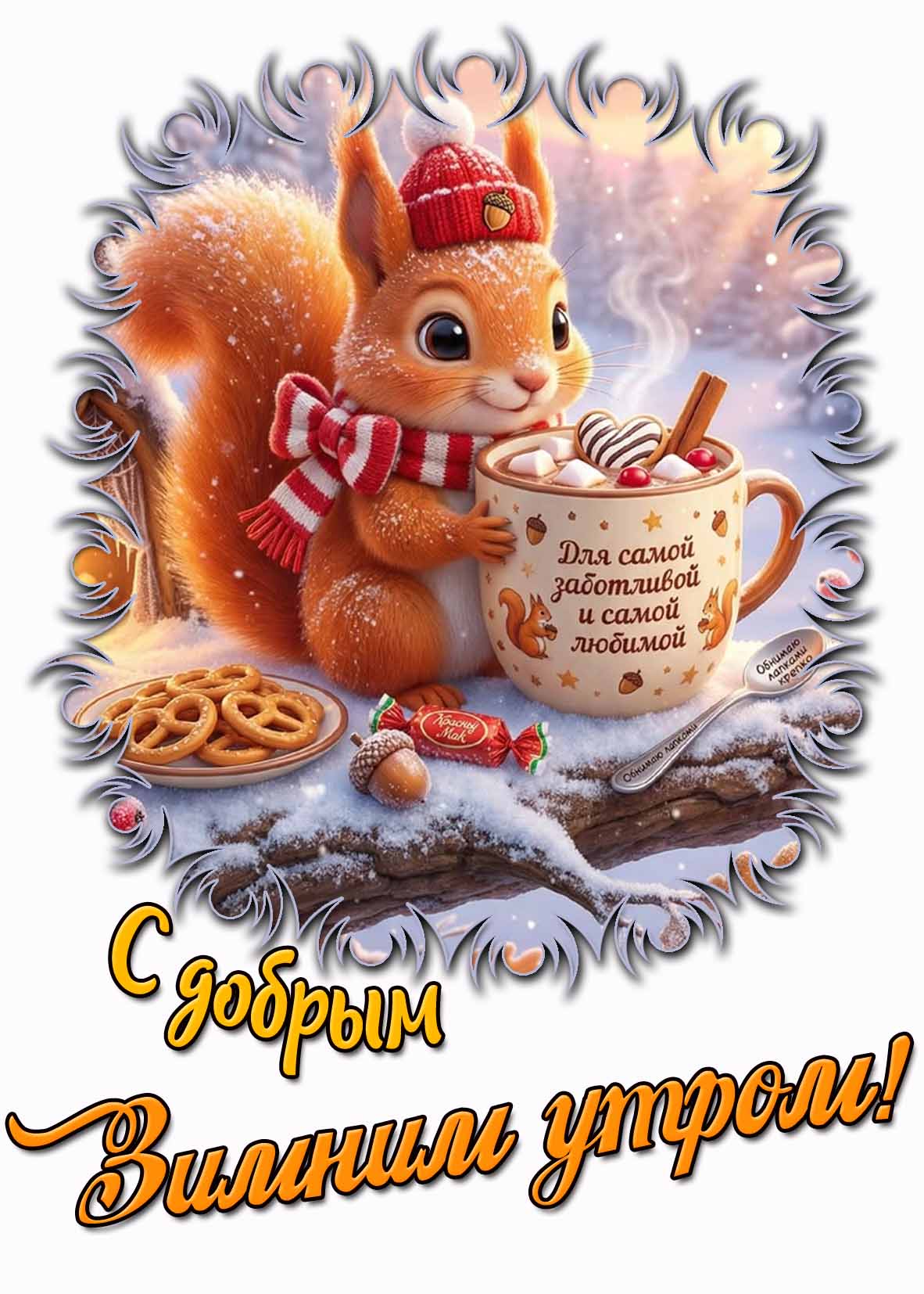 Картинка "С добрым зимним утром! Для самой заботливой и самой любимой!"