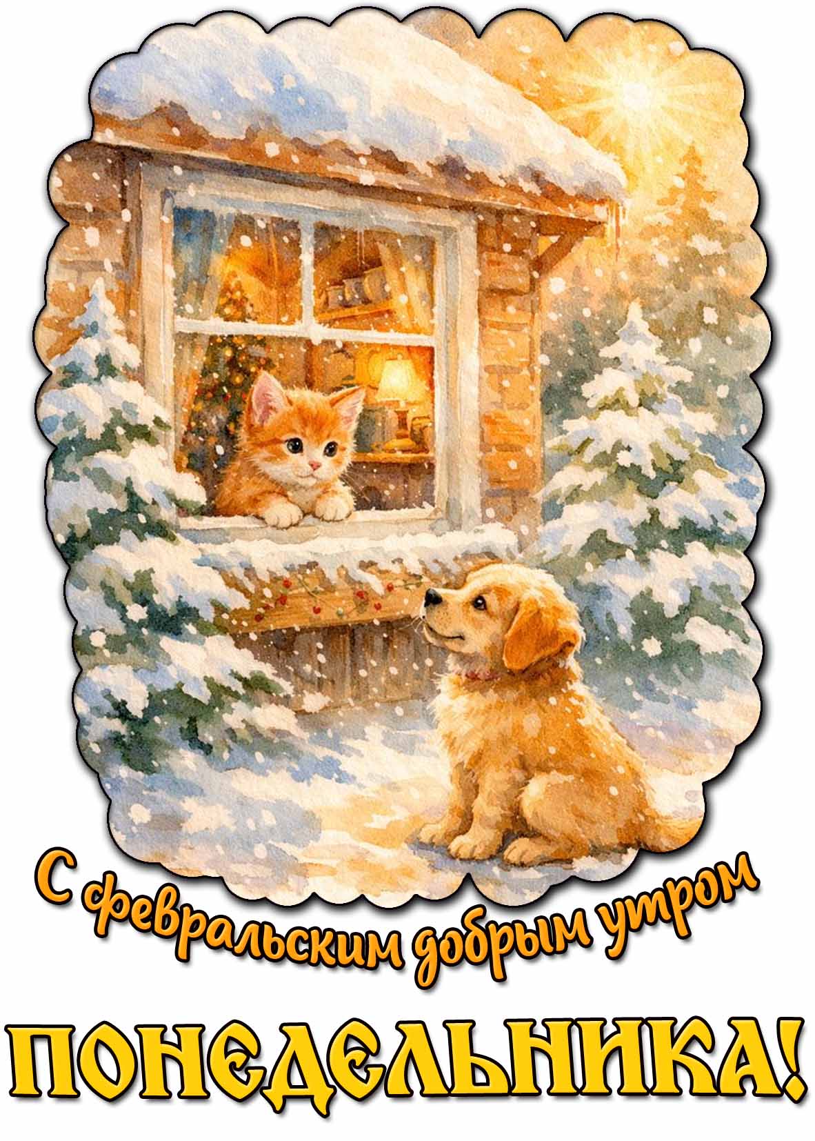 Открытка с февральским добрым утром понедельника