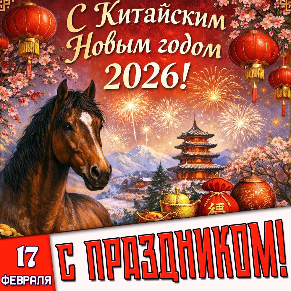 Открытка "17 февраля - С Китайским Новым годом 2026! С праздником!"
