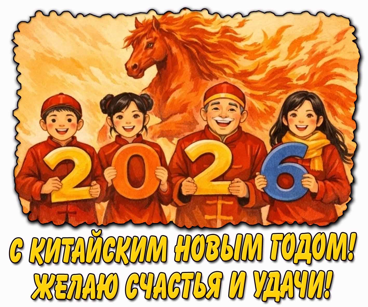 Картинка "С Китайским Новым годом 2026! Желаю счастья и удачи!"