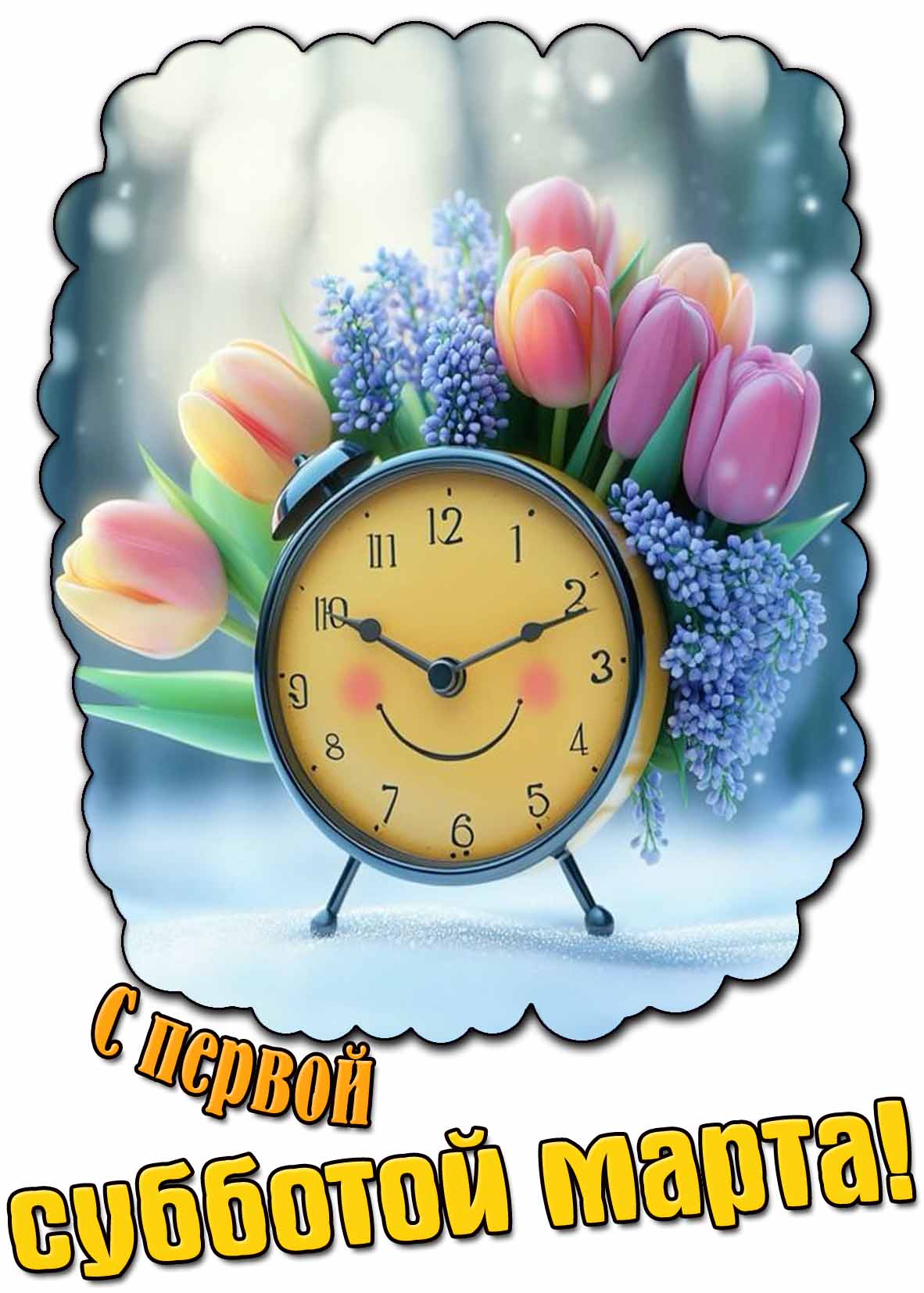 Прикольная открытка с первой субботой марта