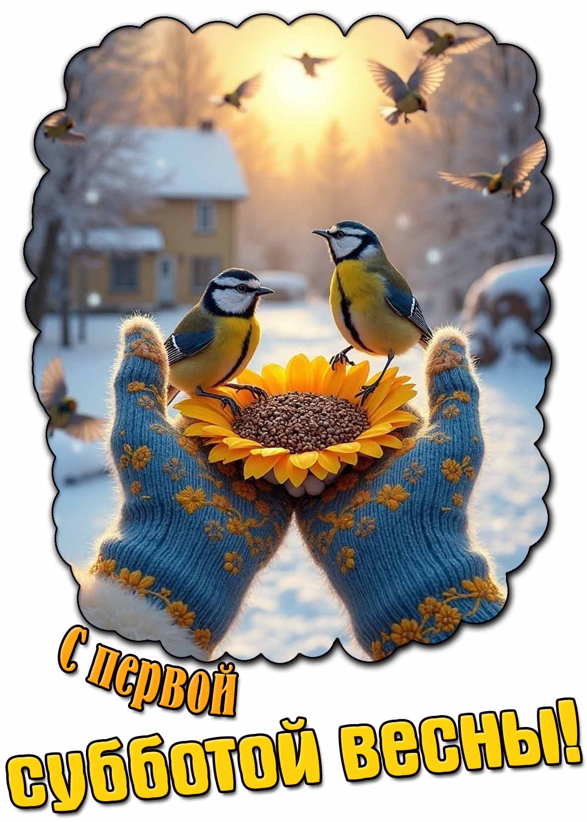 Открытка с первой субботой весны