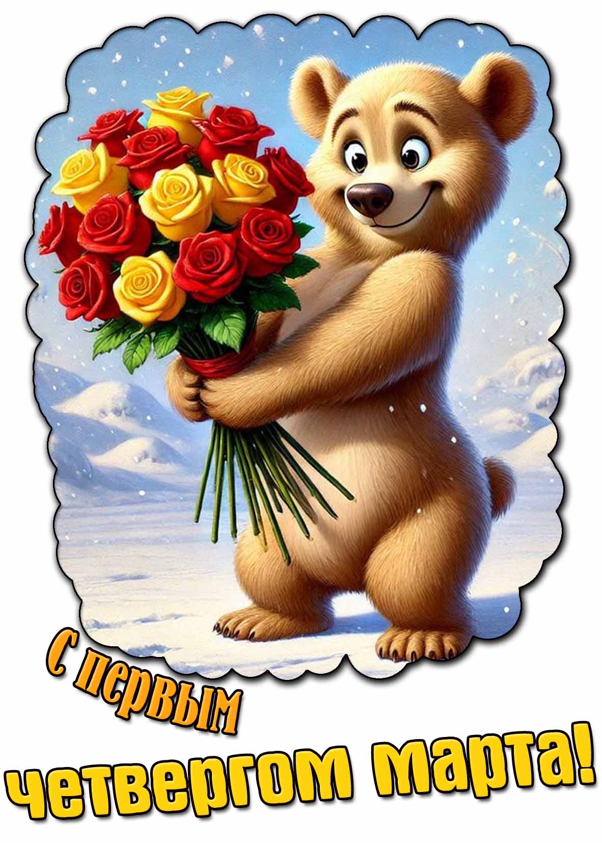 Прикольная открытка с первым четвергом марта