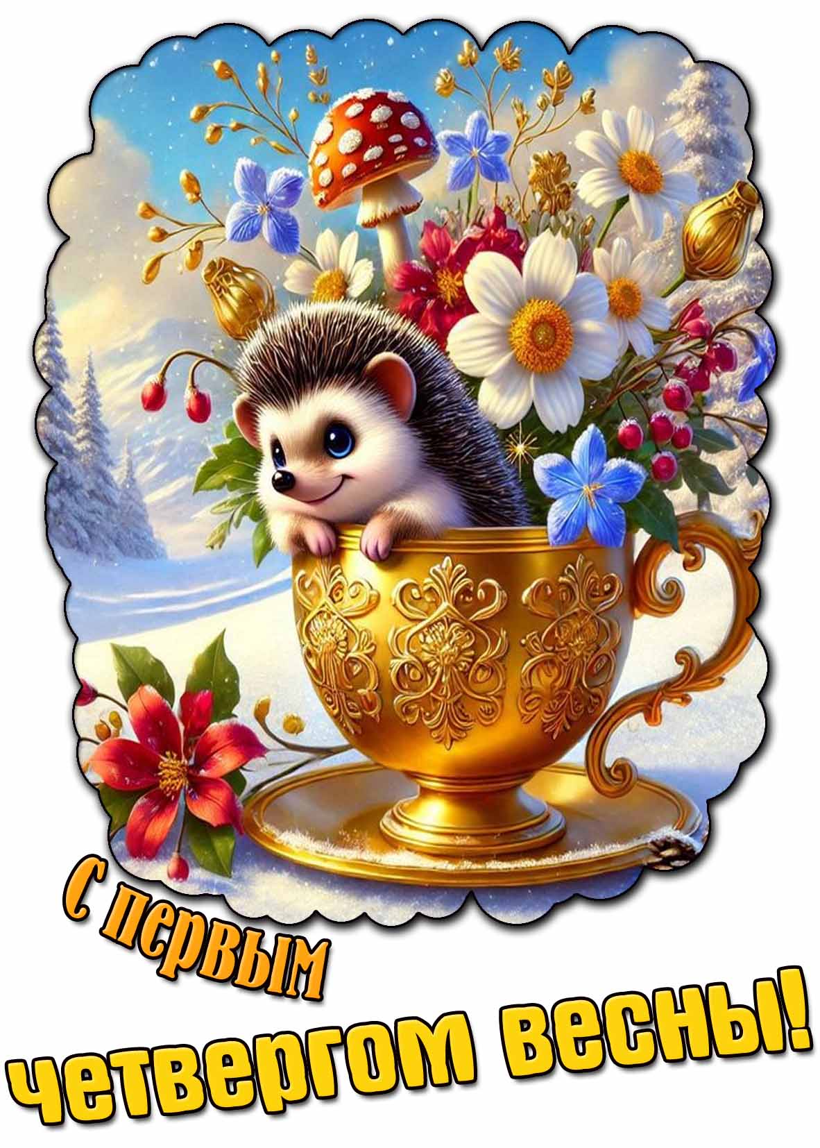 Красивая открытка с первым четвергом весны