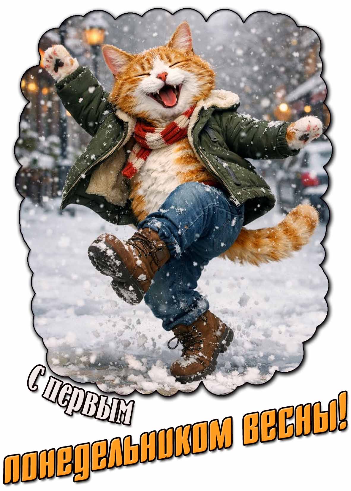 Смешная открытка с первым понедельником весны