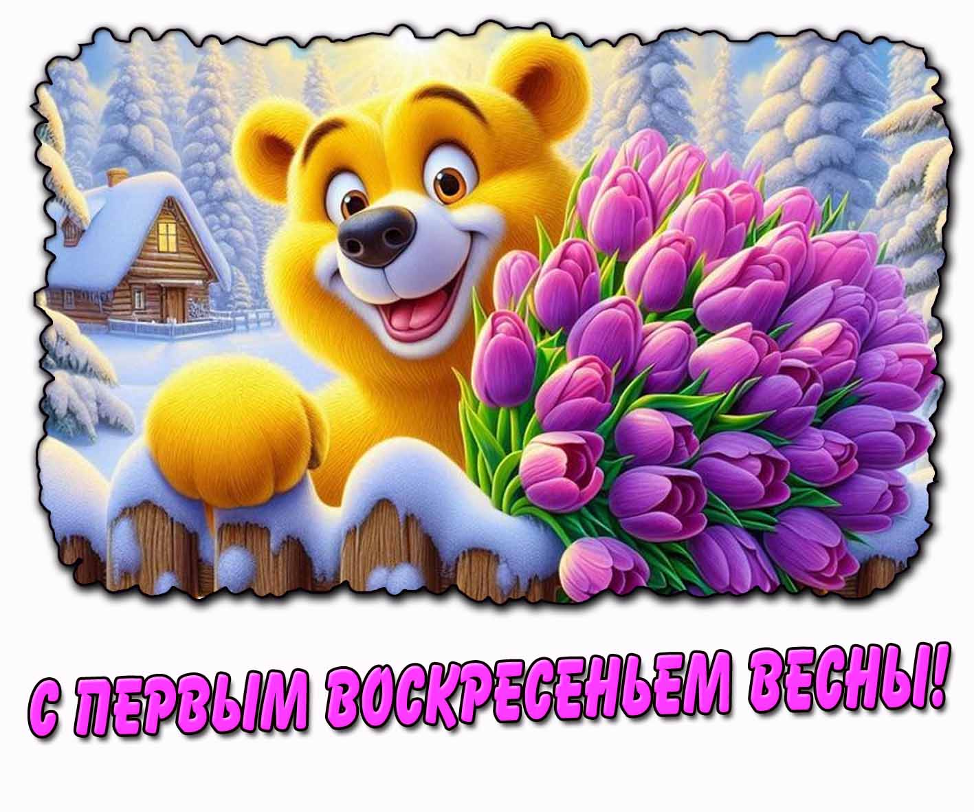 Прикольная открытка с первым воскресеньем весны