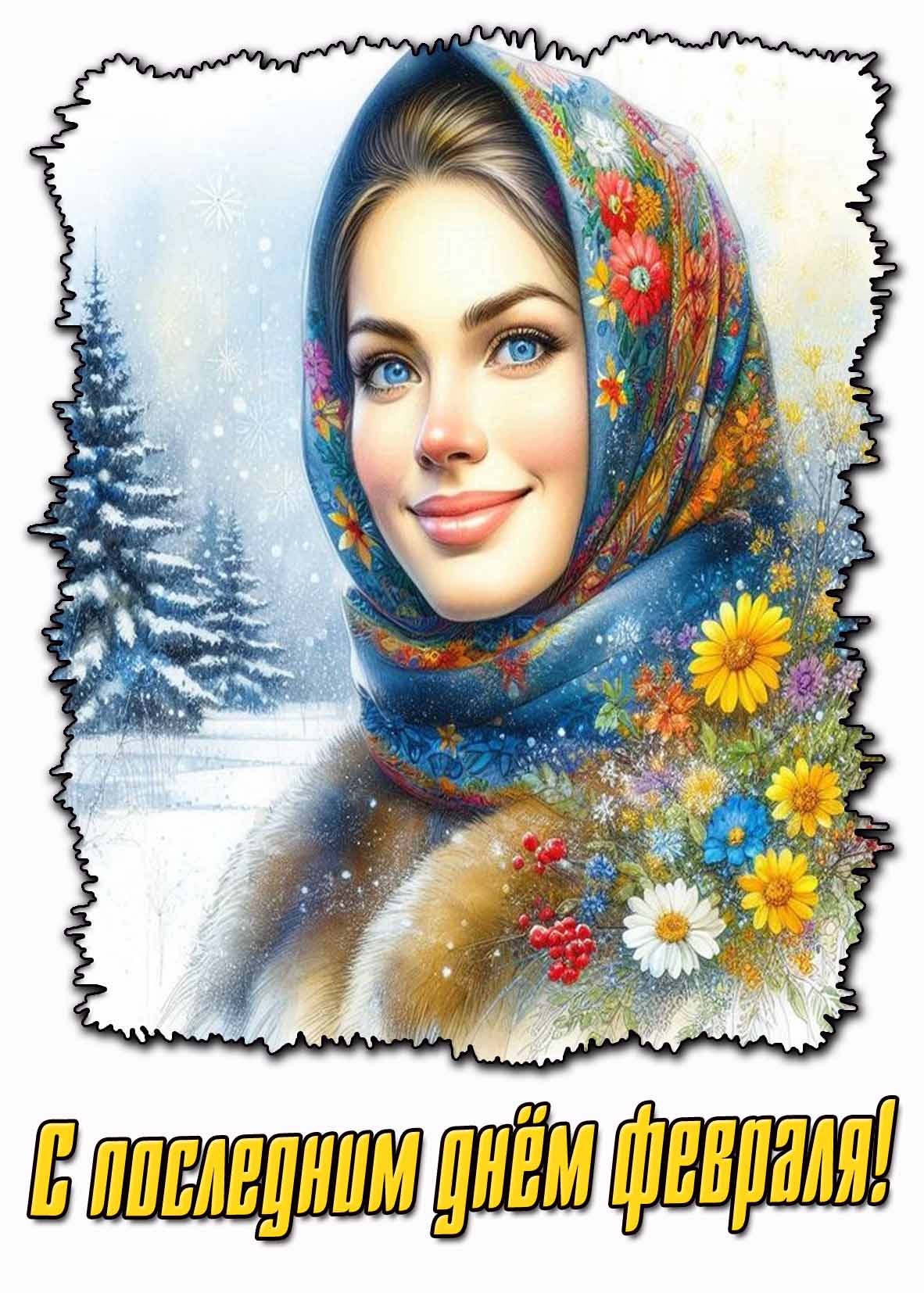 Открытка с последним днём февраля