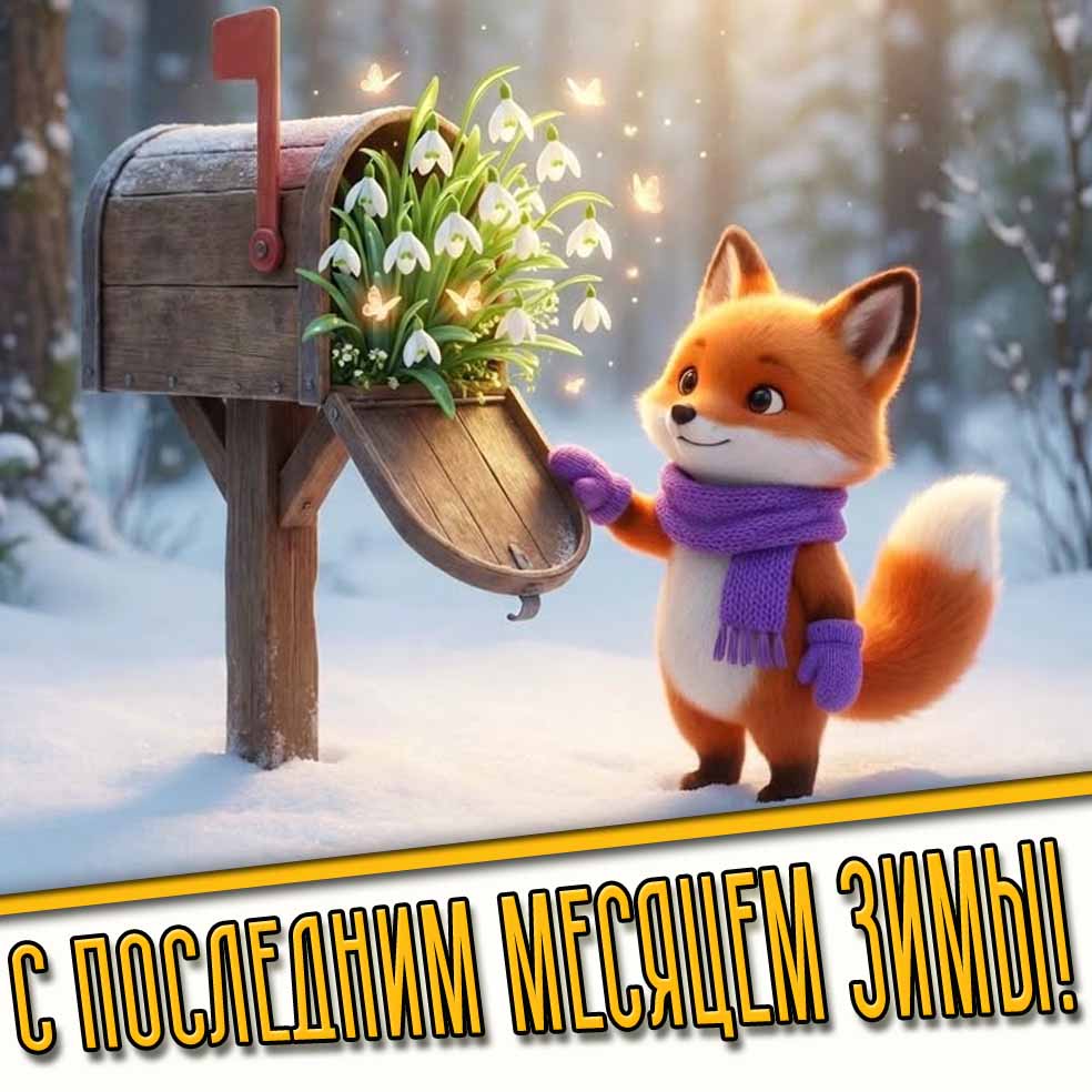Открытка с последним месяцем зимы