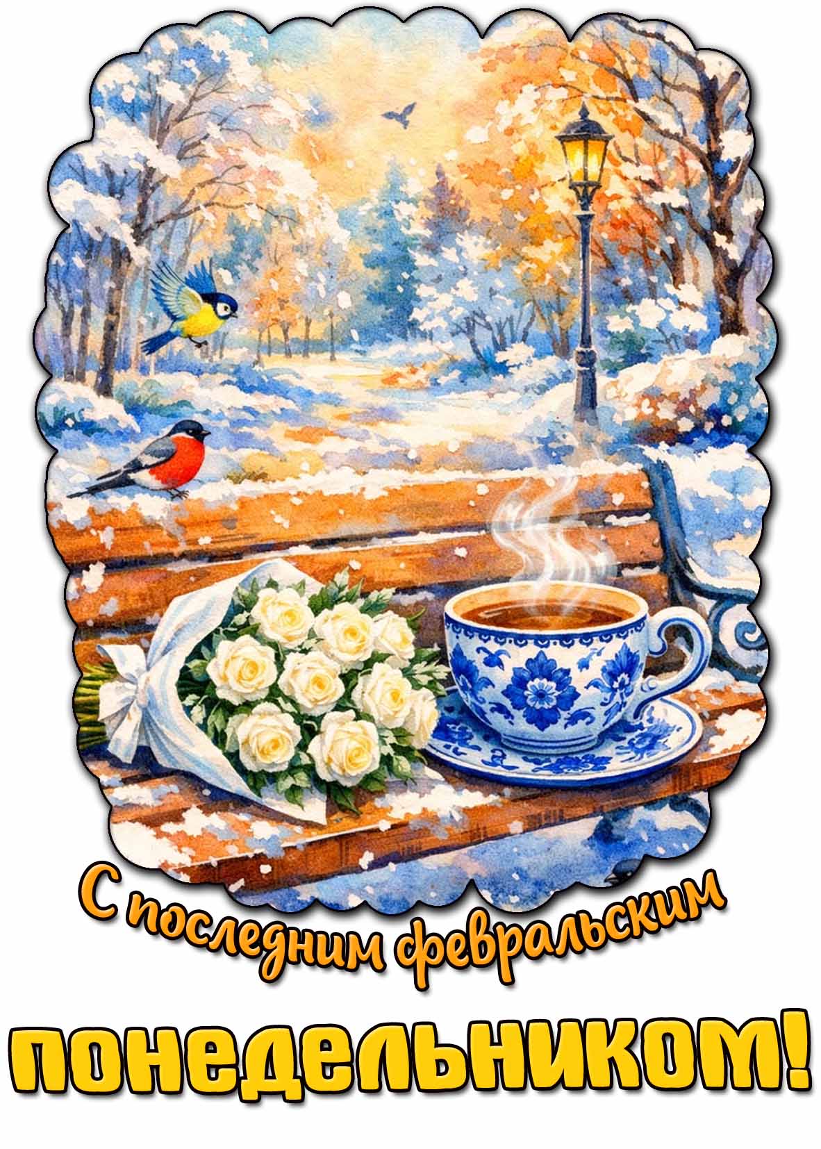 Открытка с последним февральским понедельником
