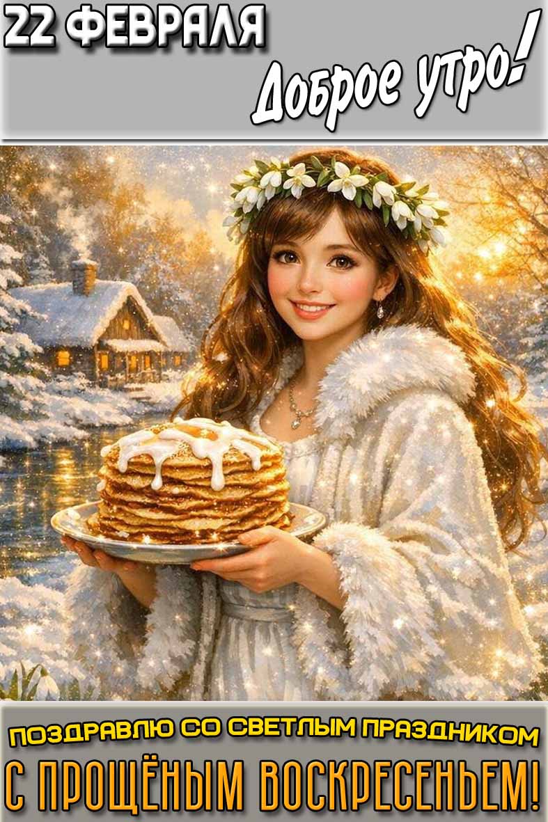 Картинка "22 февраля доброе утро! Поздравляю со светлым праздником! С Прощёным воскресеньем!"