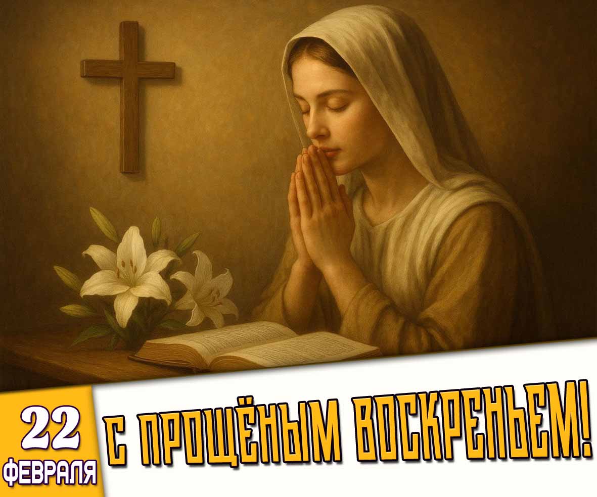 Открытка 22 февраля - с Прощёным воскресеньем!