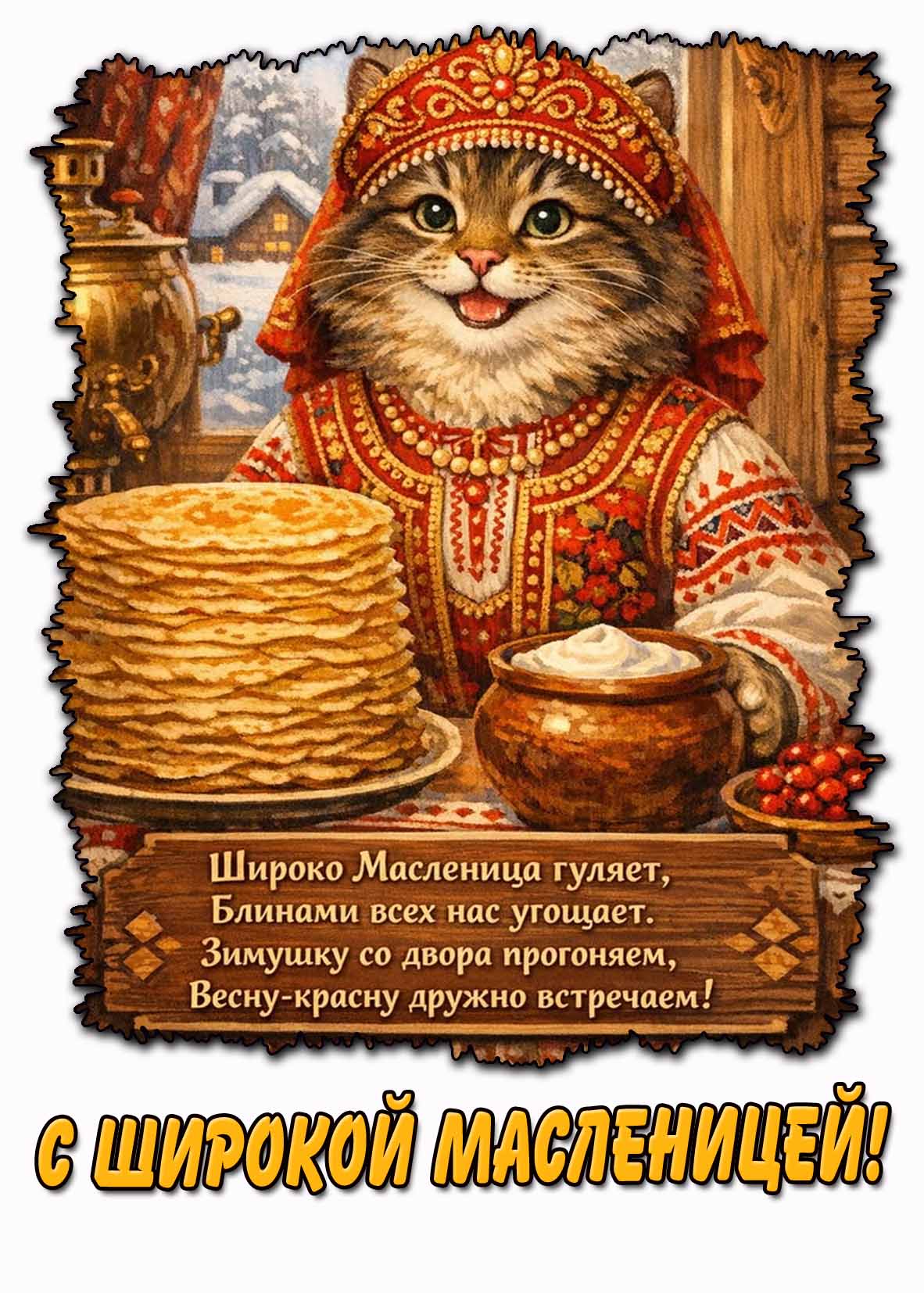 Открытка - поздравление с широкой Масленицей