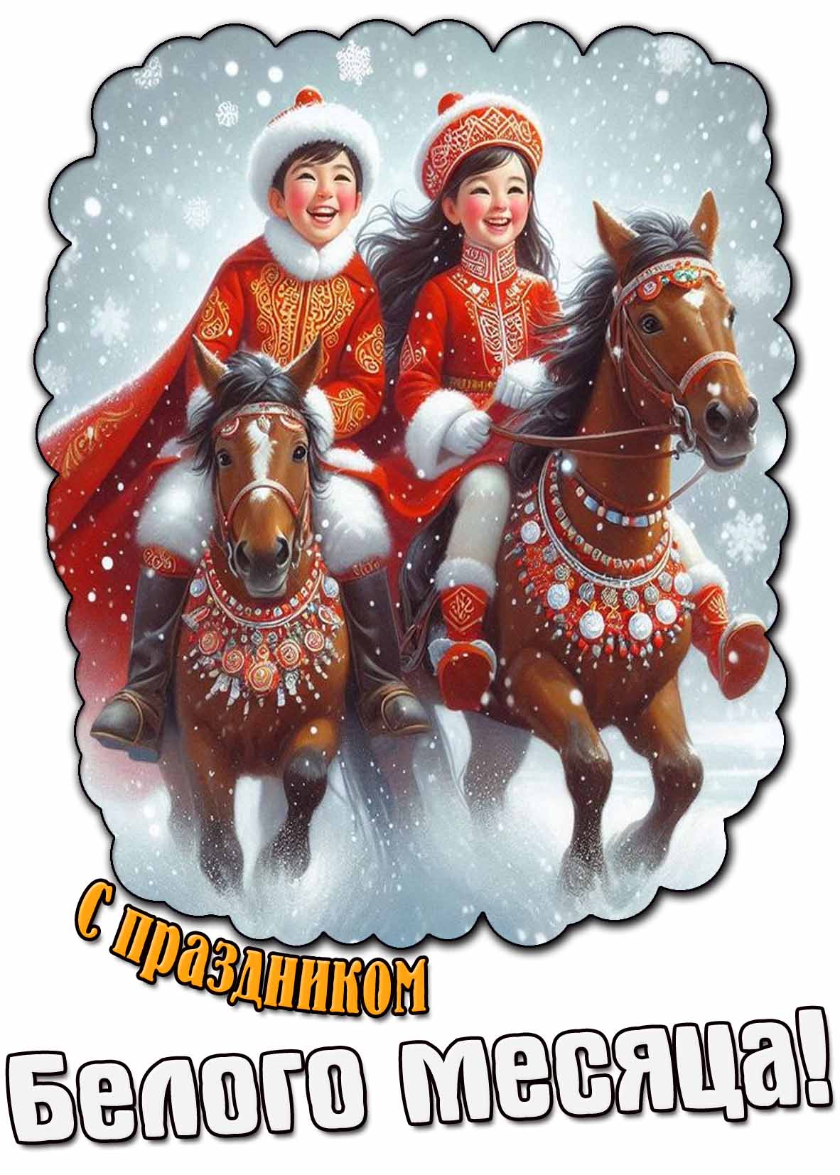 С праздником Белого месяца! - детская открытка