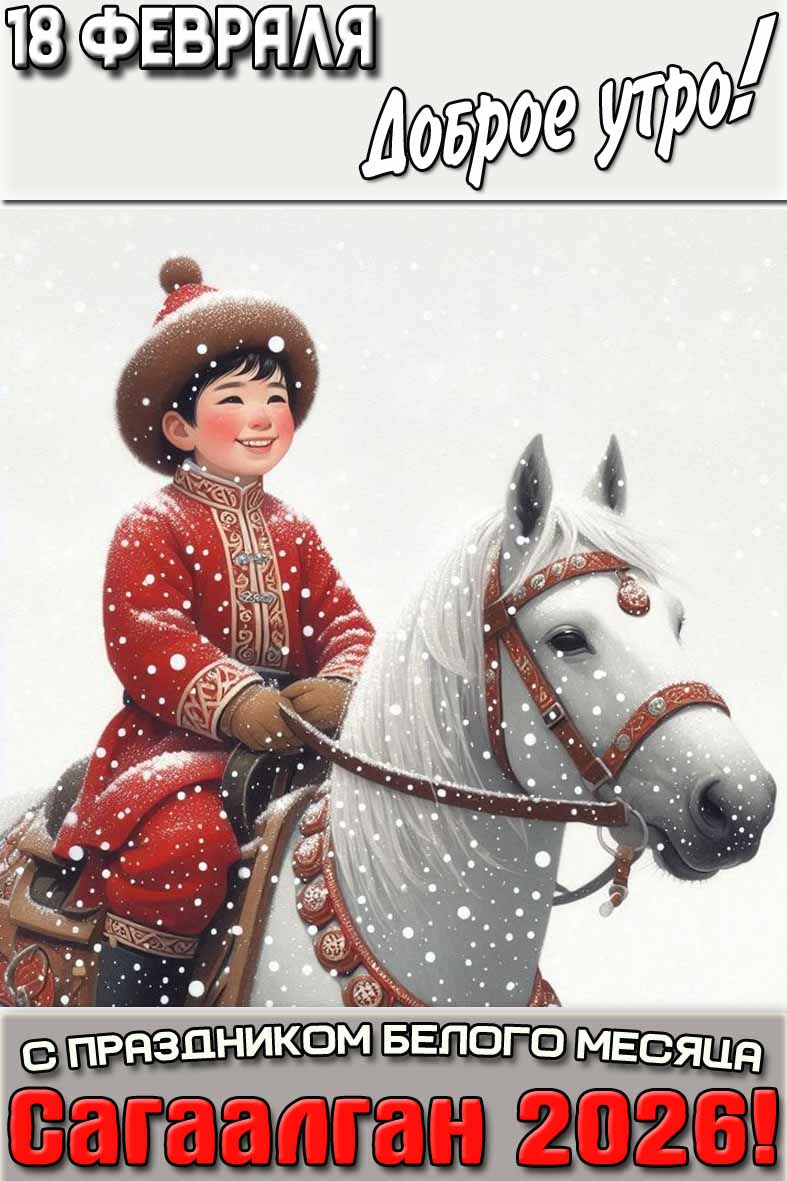 Картинка "18 февраля доброе утро! С праздником Белого месяца Сагаалган 2026!"
