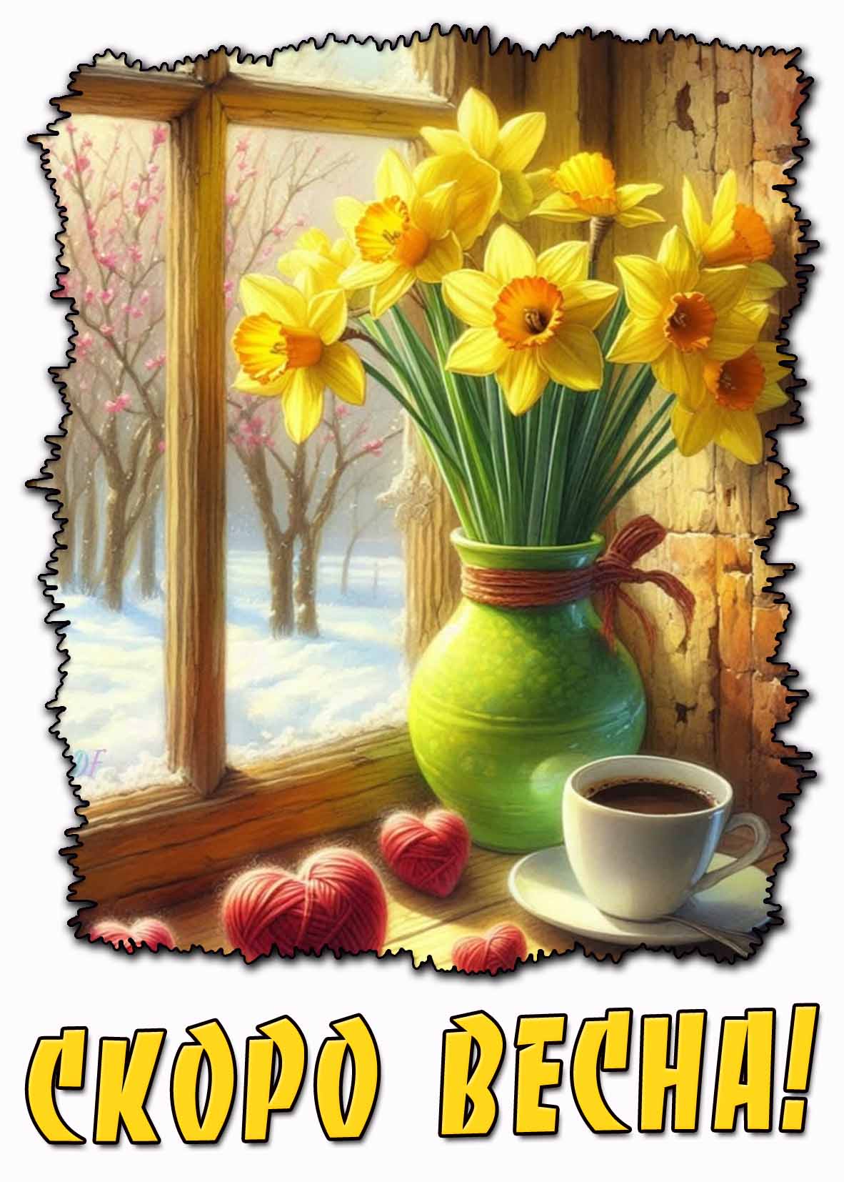 Скоро весна! - открытка с цветами