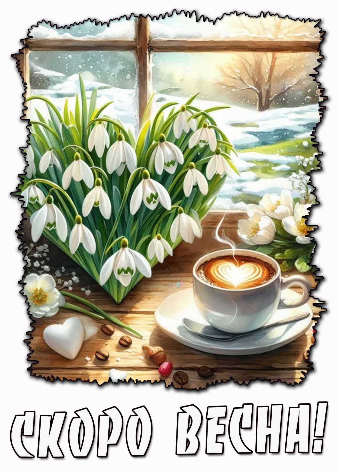 Красивая открытка "Скоро весна!"