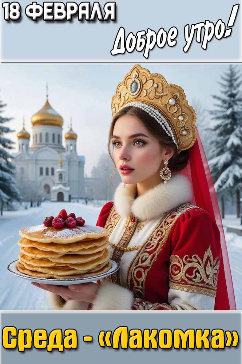 Картинка "18 февраля доброе утро! Среда - «Лакомка»"