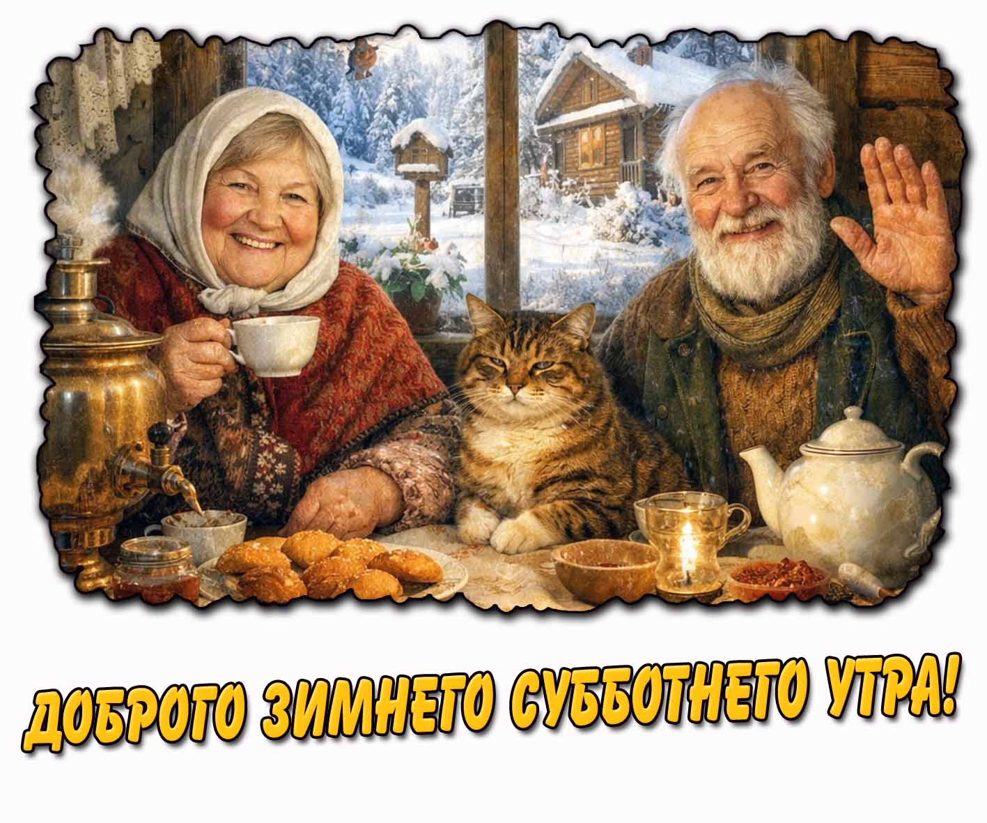Открытка доброго зимнего субботнего утра
