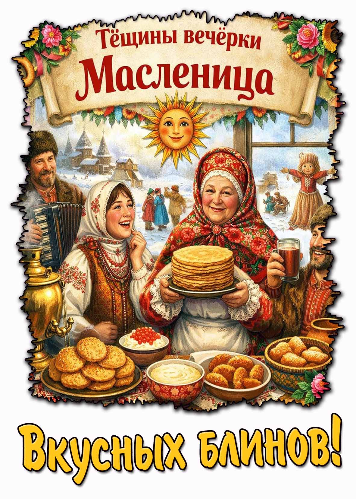 Картинка "Тёщины вечёрки Масленица! Вкусных блинов!"