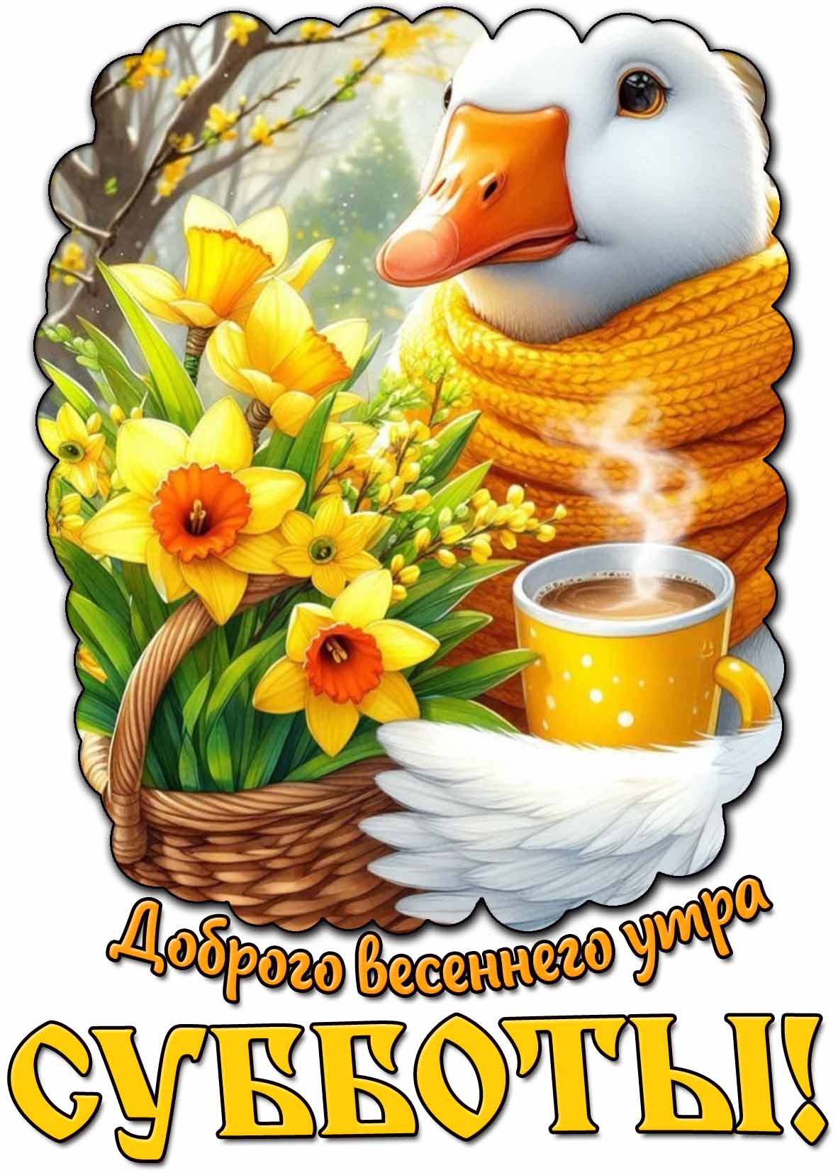 Прикольная открытка доброго весеннего утра субботы