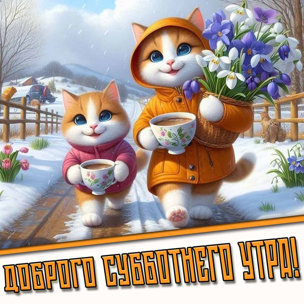 Доброго субботнего утра! - прикольная весенняя открытка