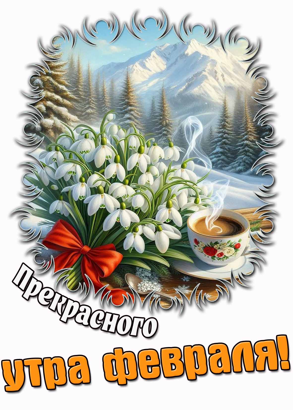 Открытка прекрасного утра февраля