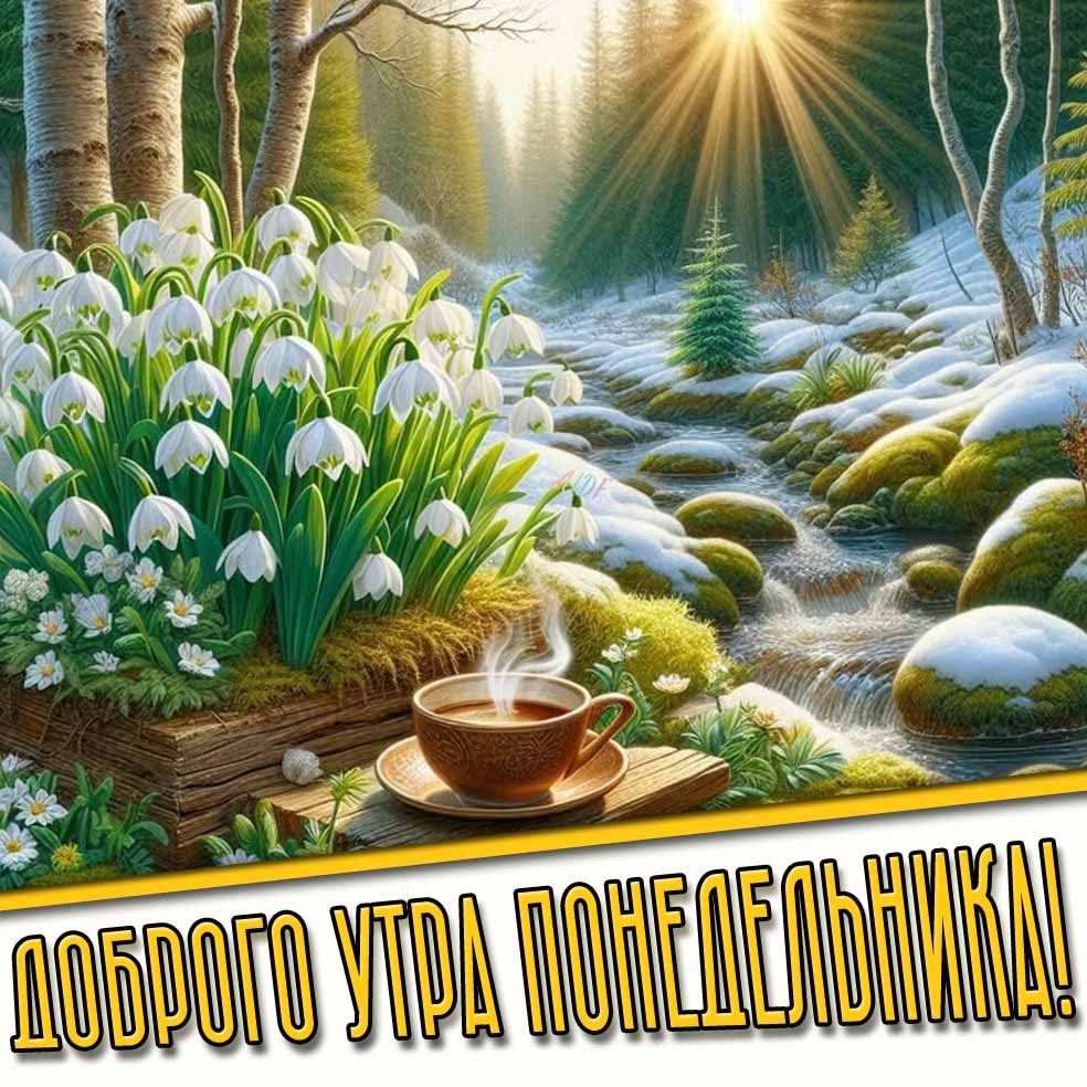 Доброго утра понедельника! - картинка с подснежниками
